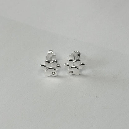 Sterling Silver CZ Paw Studs