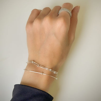 Trijų gijų sidabrinė apyrankė su burbuliukais