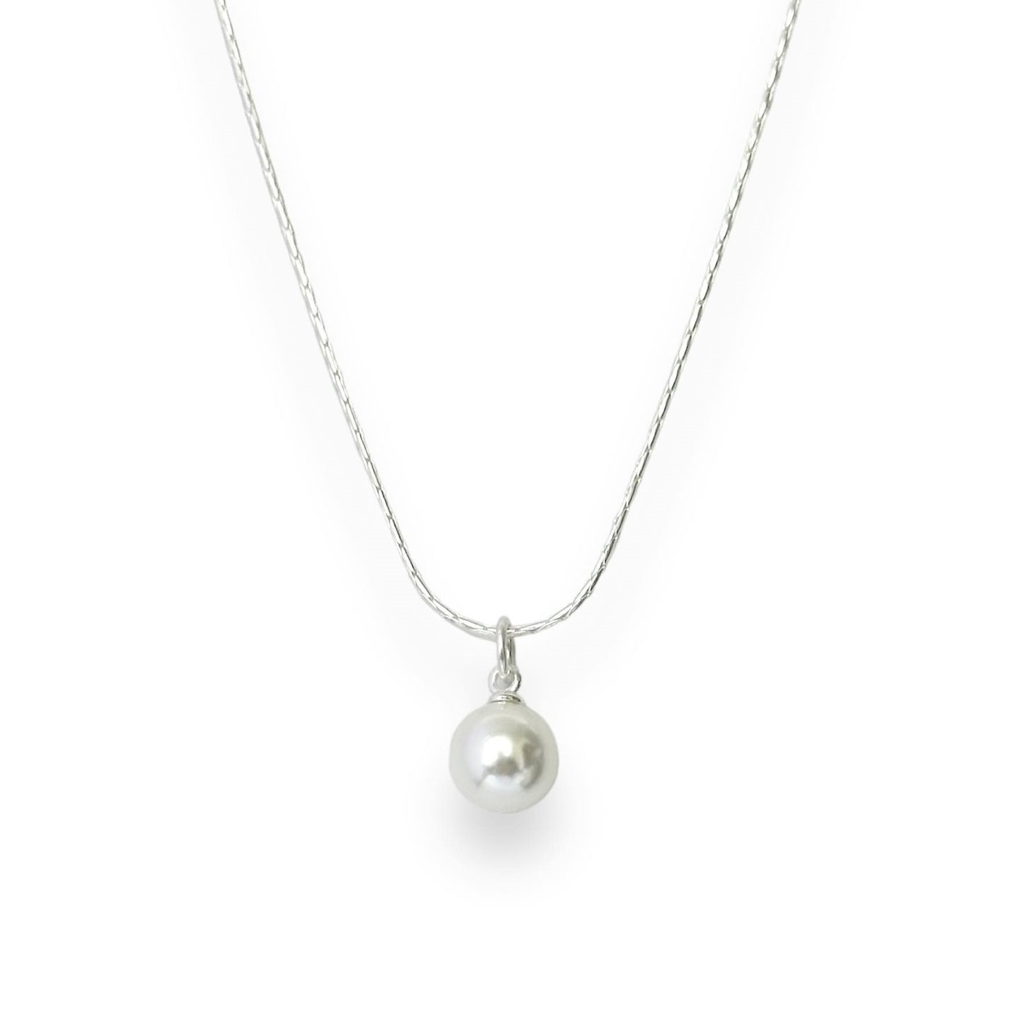 Sterling Silver Pearl Imitation Pendant Necklace