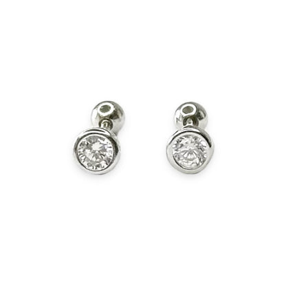 Sterling Silver Rhodium Plated Screw Ball Back Studs