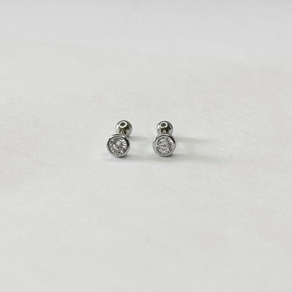 Sterling Silver Rhodium Plated Screw Ball Back Studs