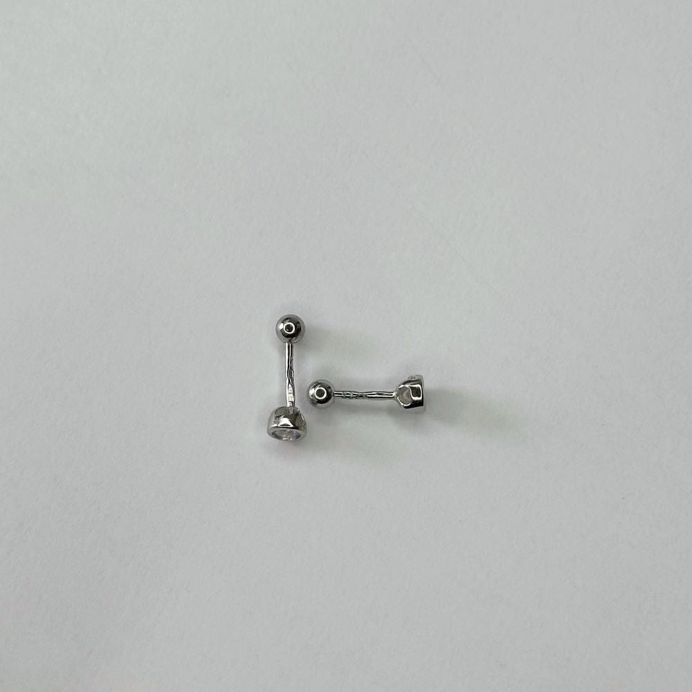 Sterling Silver Rhodium Plated Screw Ball Back Studs