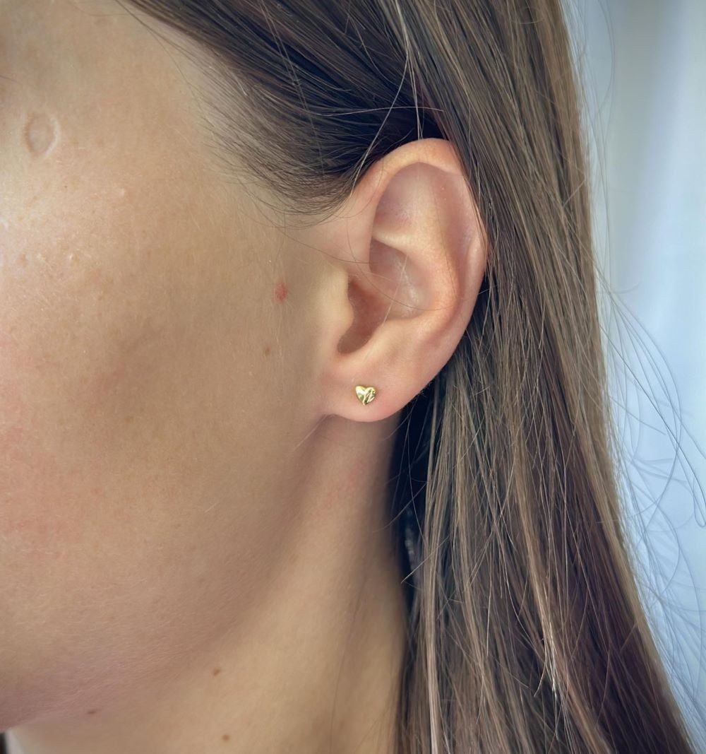 Sterling Silver Gold Plated Heart Studs