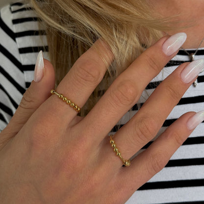 Sterling Silver Gold Plated Beaded Ring