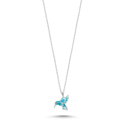 Sterling Silver Rhodium Plated Hummingbird Necklace