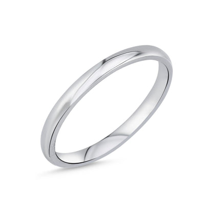 Sterling Silver Rhodium Plated 2 mm Ring