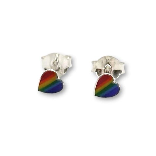 Sterling Silver Enamel Plated Studs "Hearts"