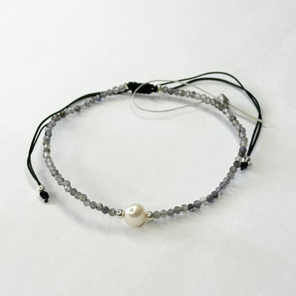 Labradorite Stone Bracelet with Freshwater Pearl