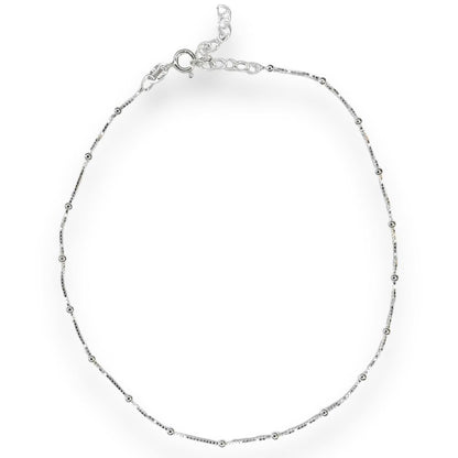 Sterling Silver Beaded Chain Anklet