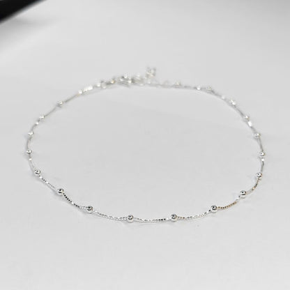 Sterling Silver Beaded Chain Anklet