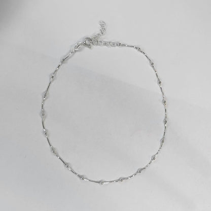 Sterling Silver Beaded Chain Anklet