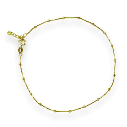 Sterling Silver Gold Plated Beaded Chain Anklet