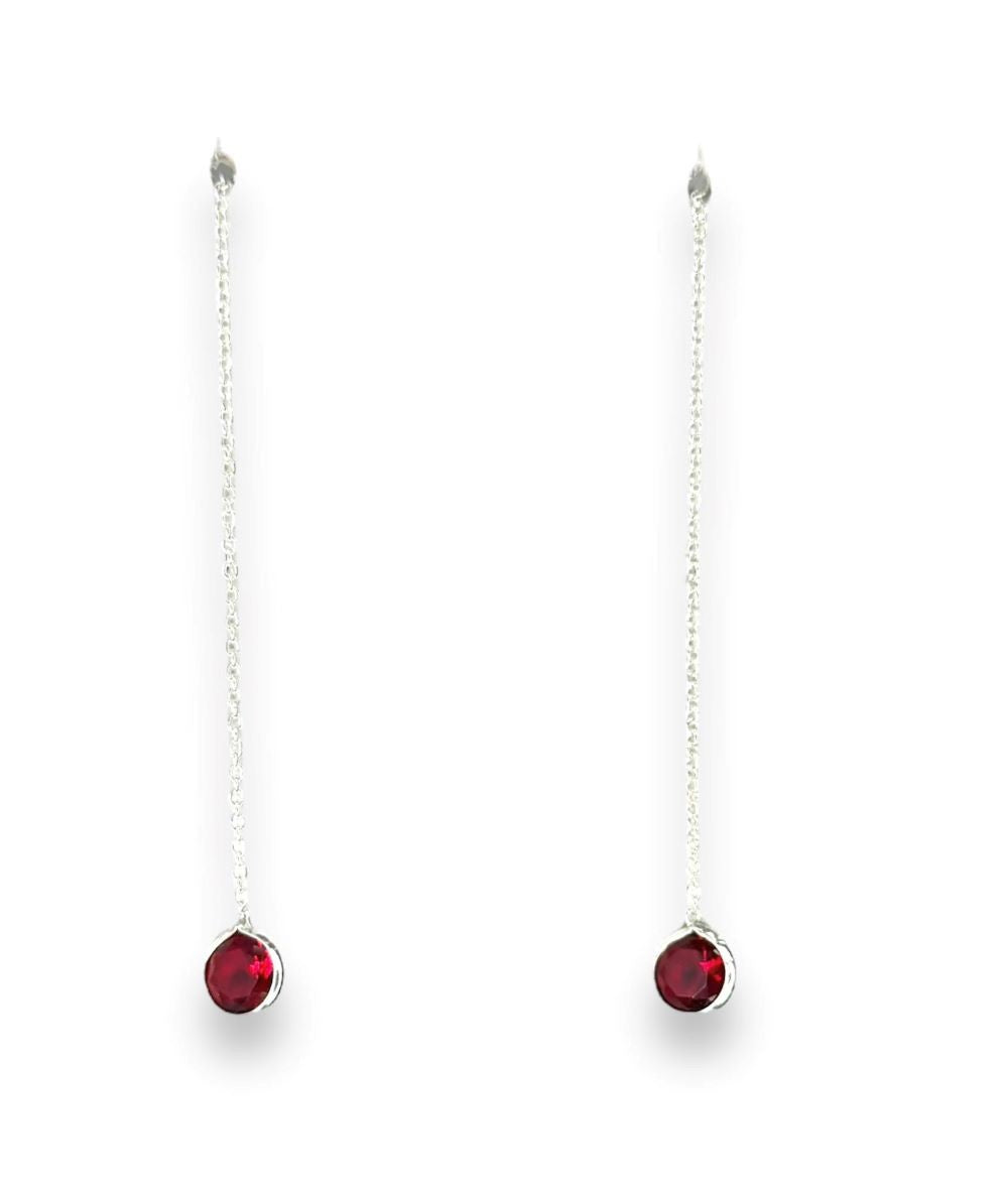 Sterling Silver CZ Chain Drop Earrings