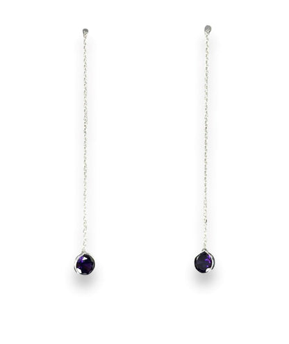 Sterling Silver CZ Chain Drop Earrings