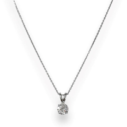 Sterling Silver Rhodium Plated Round CZ Necklace