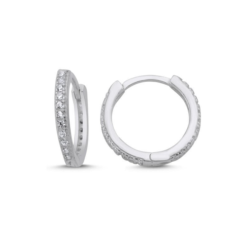 Scandinavian Silver Hoops with CZ