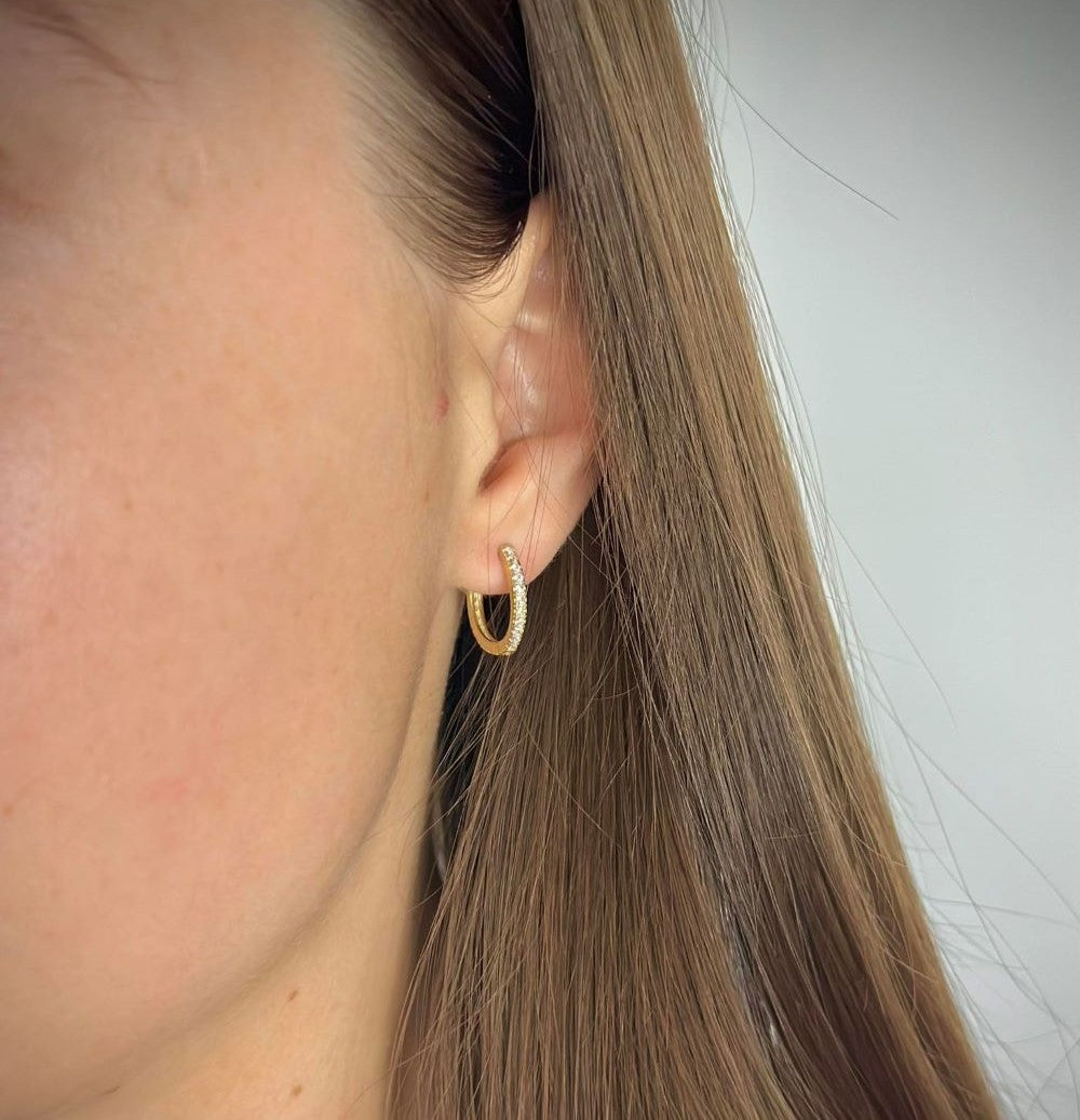 Scandinavian Silver Hoops with CZ