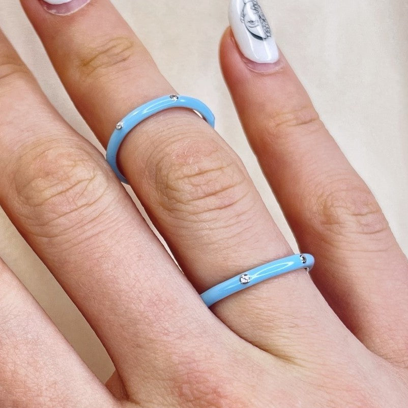 Sterling Silver Blue Enamel Ring