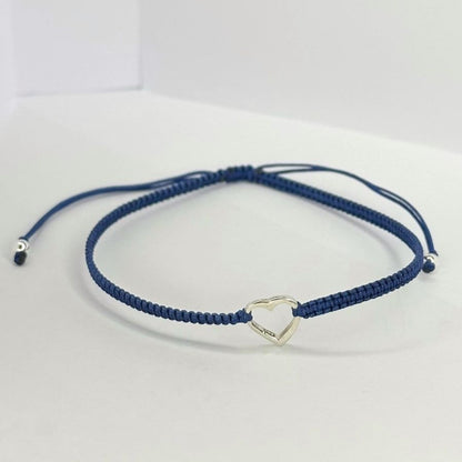 Various Colours Thread Bracelet with Sterling Silver Heart