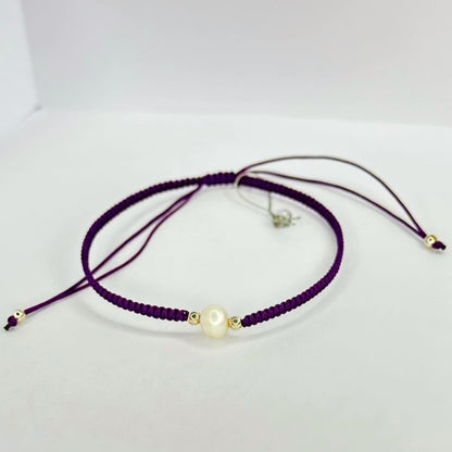 Various Colours Thread Bracelet with Freshwater Pearl