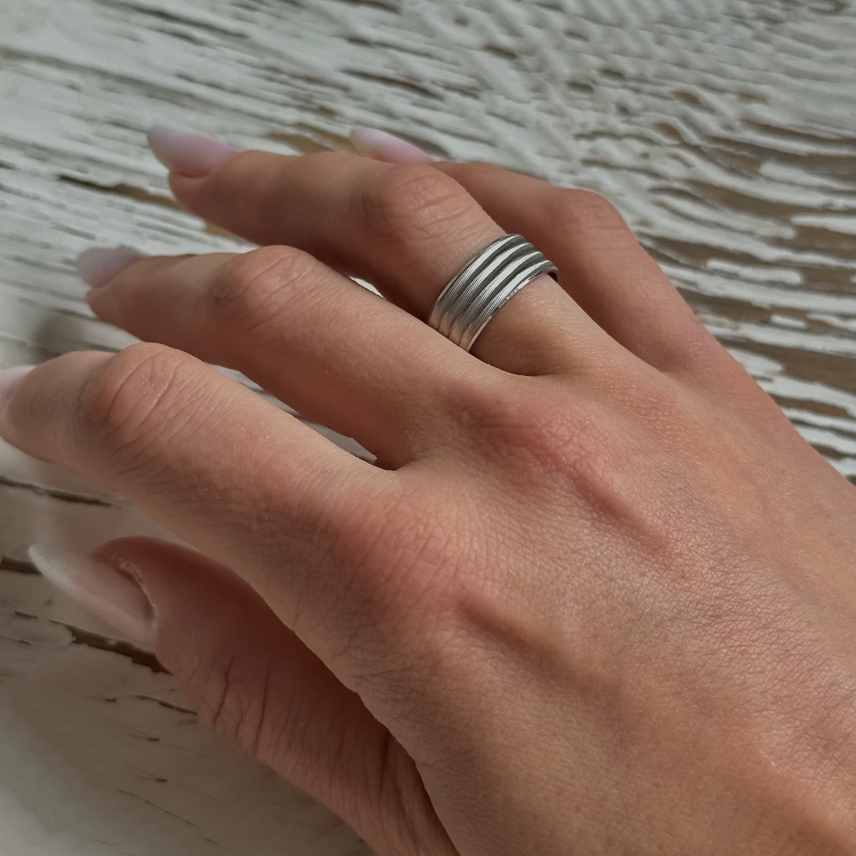 Sterling Silver Rhodium Plated 8 mm Band Ring