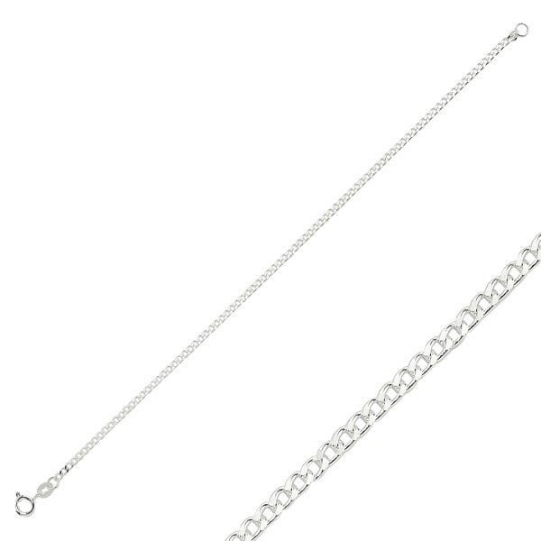 Sterling Silver 2.15 mm Curb Chain Bracelet