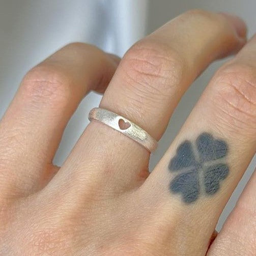 Sterling Silver Matte Heart Ring