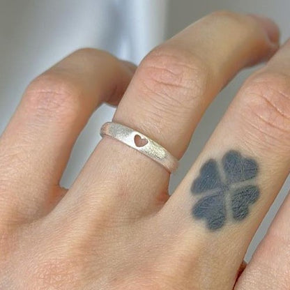 Sterling Silver Matte Heart Ring