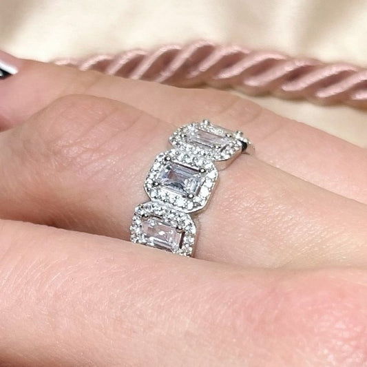 Sterling Silver Square CZ Band Ring