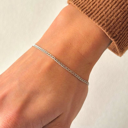 Sterling Silver 2.3 mm Rombo Chain Bracelet