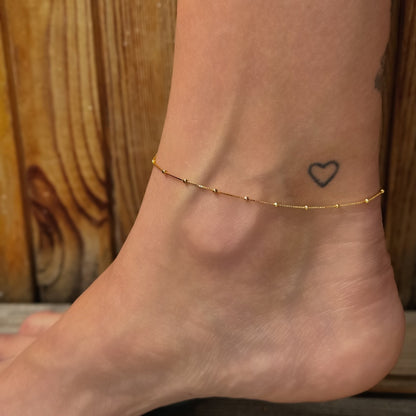 Sterling Silver Gold Plated Beaded Chain Anklet