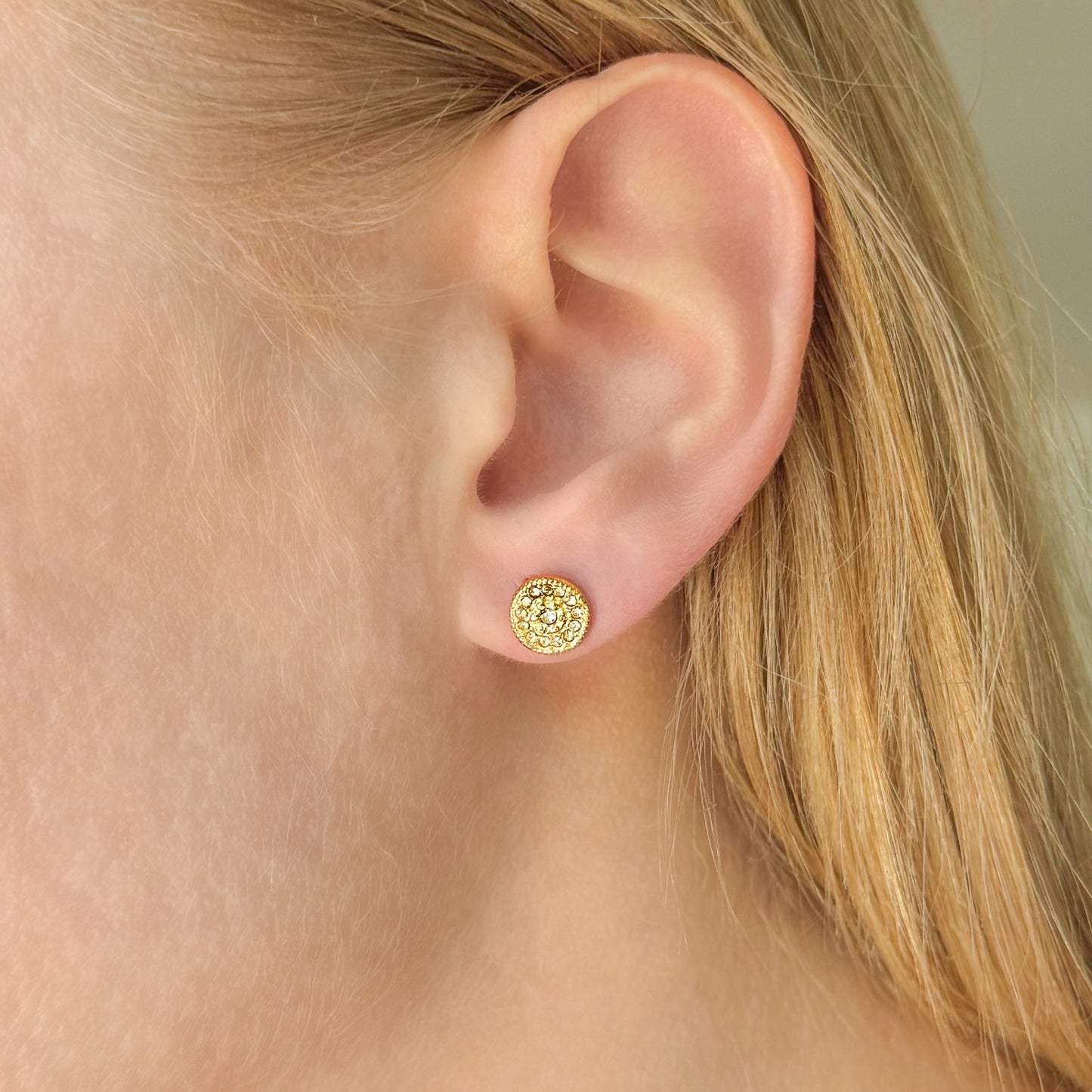 Sterling Silver Gold Plated Round Studs