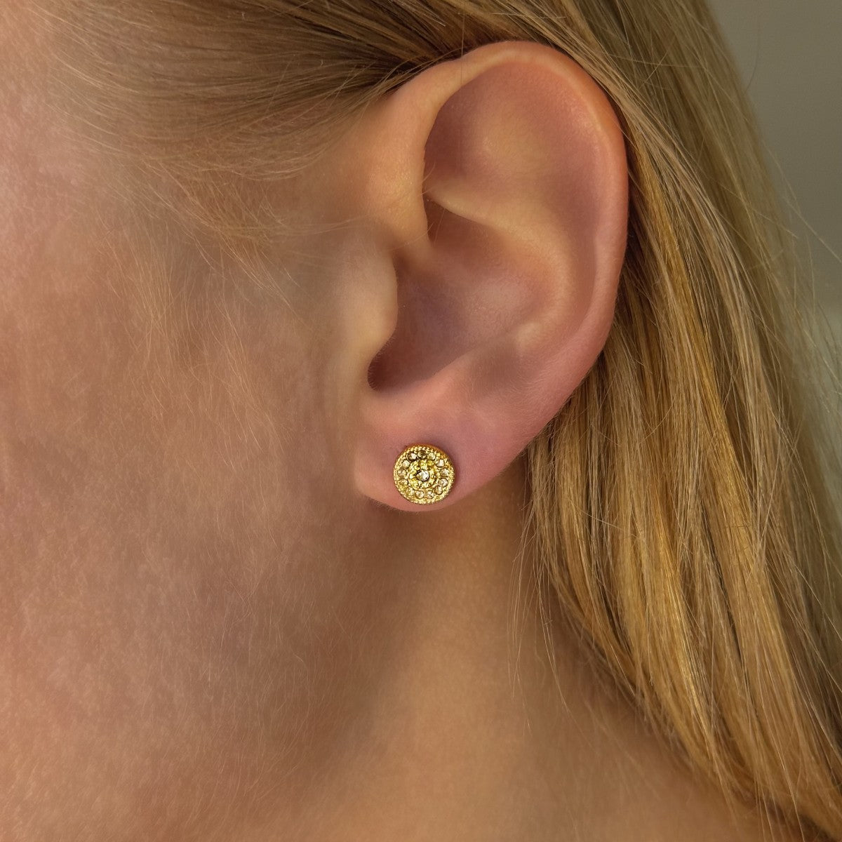 Sterling Silver Gold Plated Round Studs