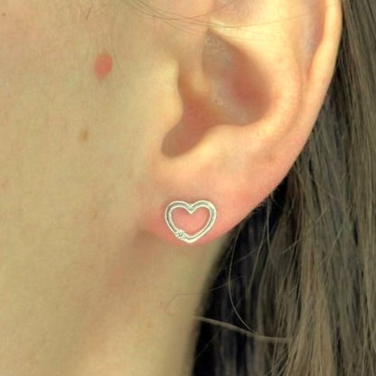 Sterling Silver CZ Heart Studs