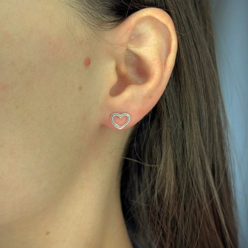 Sterling Silver CZ Heart Studs