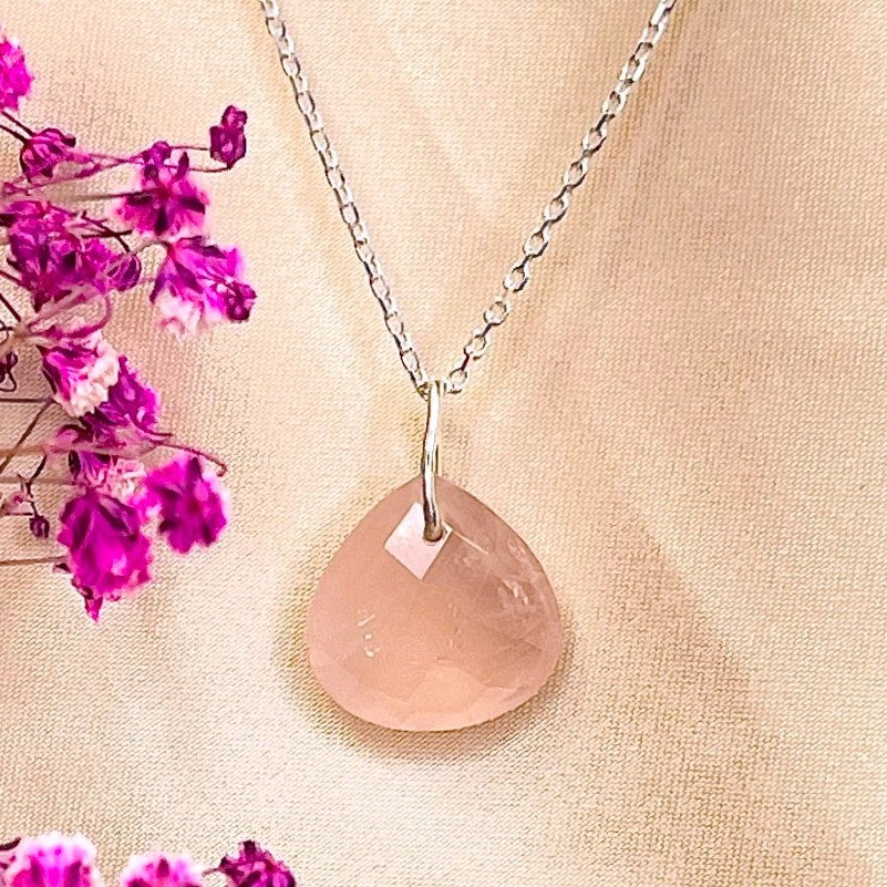 Sterling Silver Rose Quartz Pendant Necklace