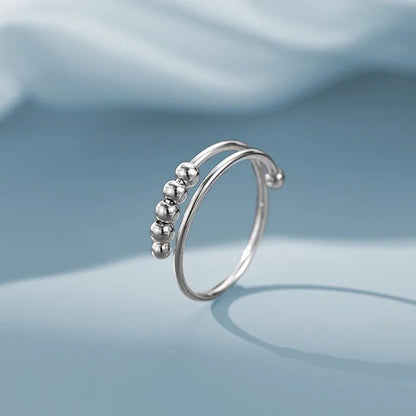 Sterling Silver Adjustable Ring with Beads