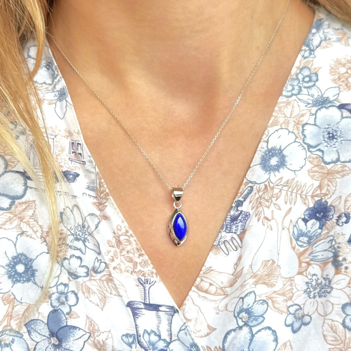 Sterling Silver Lazurite Pendant Necklace