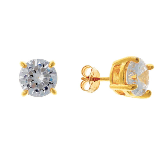 Sterling Silver Gold Plated 2 - 8 mm CZ Studs