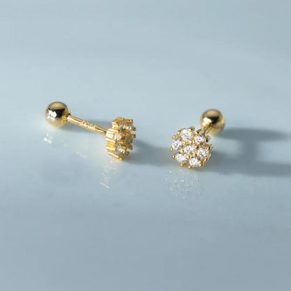 Sidabriniai užsukami auskarai su baltu cirkoniu