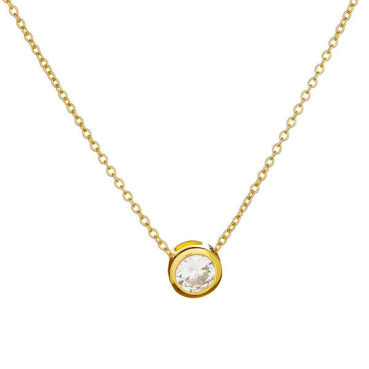 Sterling Silver Gold Plated CZ Necklace