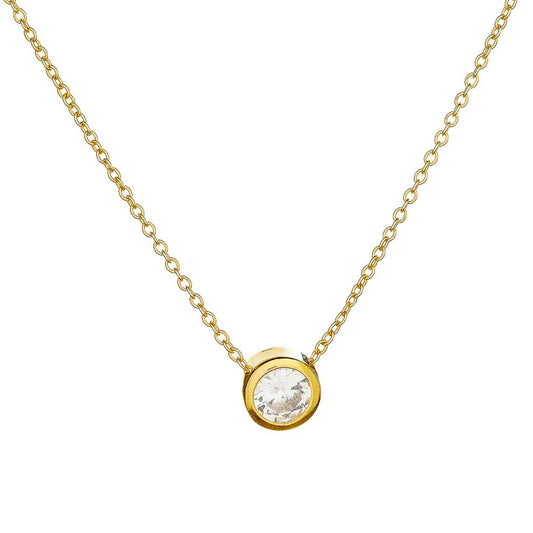 Sterling Silver Gold Plated CZ Crystal Necklace