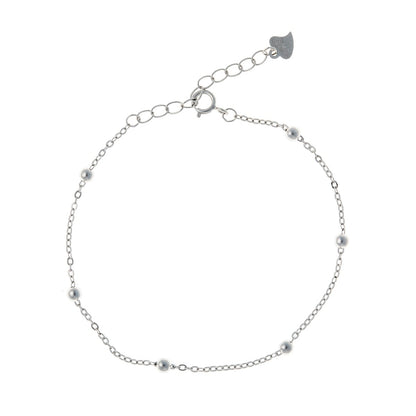 Sterling Silver Rhodium Plated Minimalist Bead Bracelet