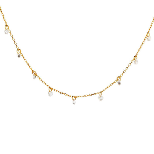 Sterling Silver Gold Plated CZ Crystal Necklace