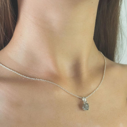 Sterling Silver Oval Labradorite Pendant Necklace