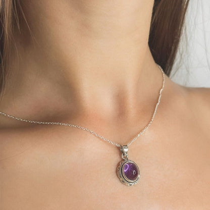 Sterling Silver Amethyst Pendant Necklace
