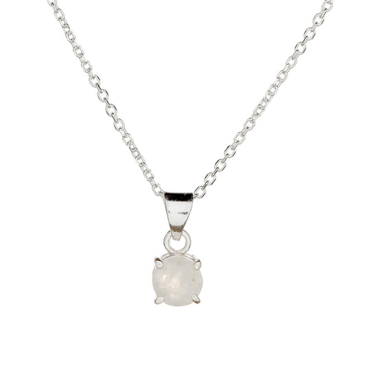 Sterling Silver Round Moonstone Pendant Necklace