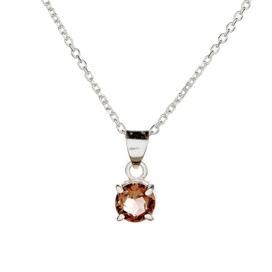 Sterling Silver Round Smoky Quartz Pendant Necklace