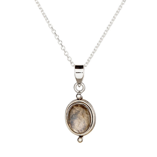 Sterling Silver Oval Labradorite Pendant Necklace