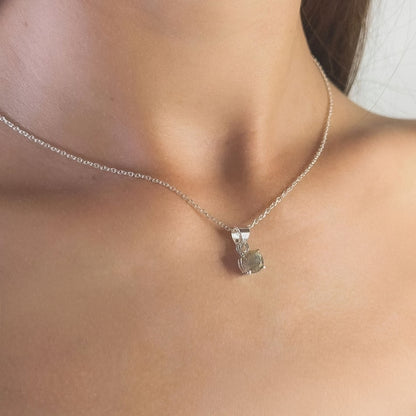 Sterling Silver Round Labradorite Pendant Necklace